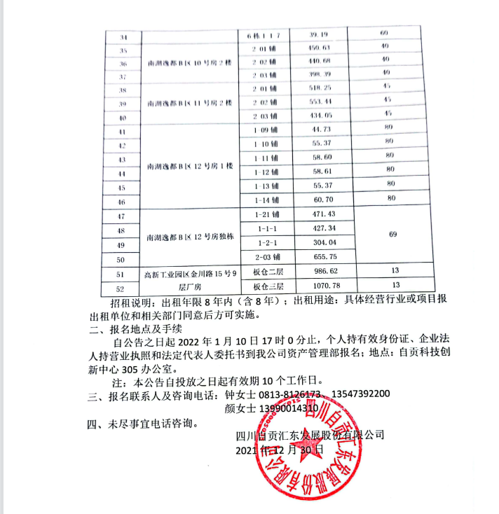 競(jìng)租公告第1期